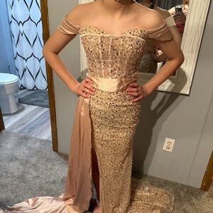 Elegant Off-Shoulder Sequin Gown
